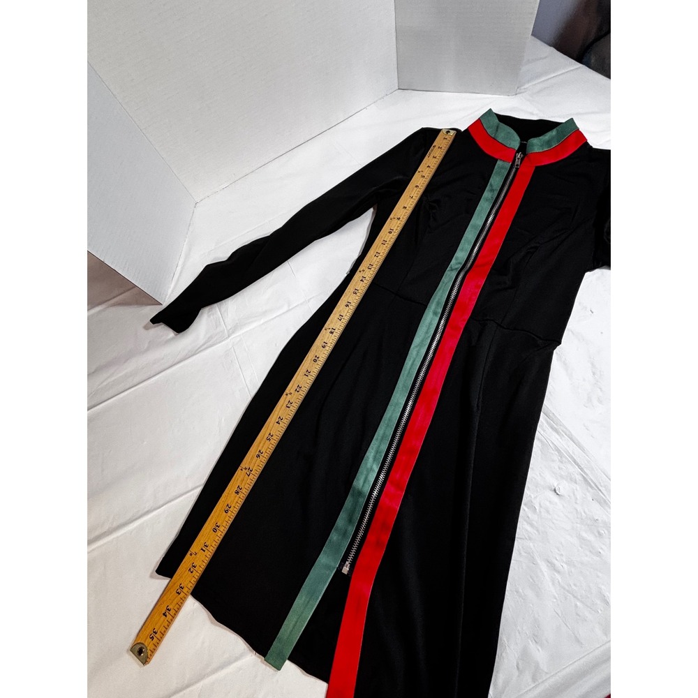 Francesca Bettini Made in Italy Red Green Stripe Zip Front Dress NWOT Small - Picture 7 of 11